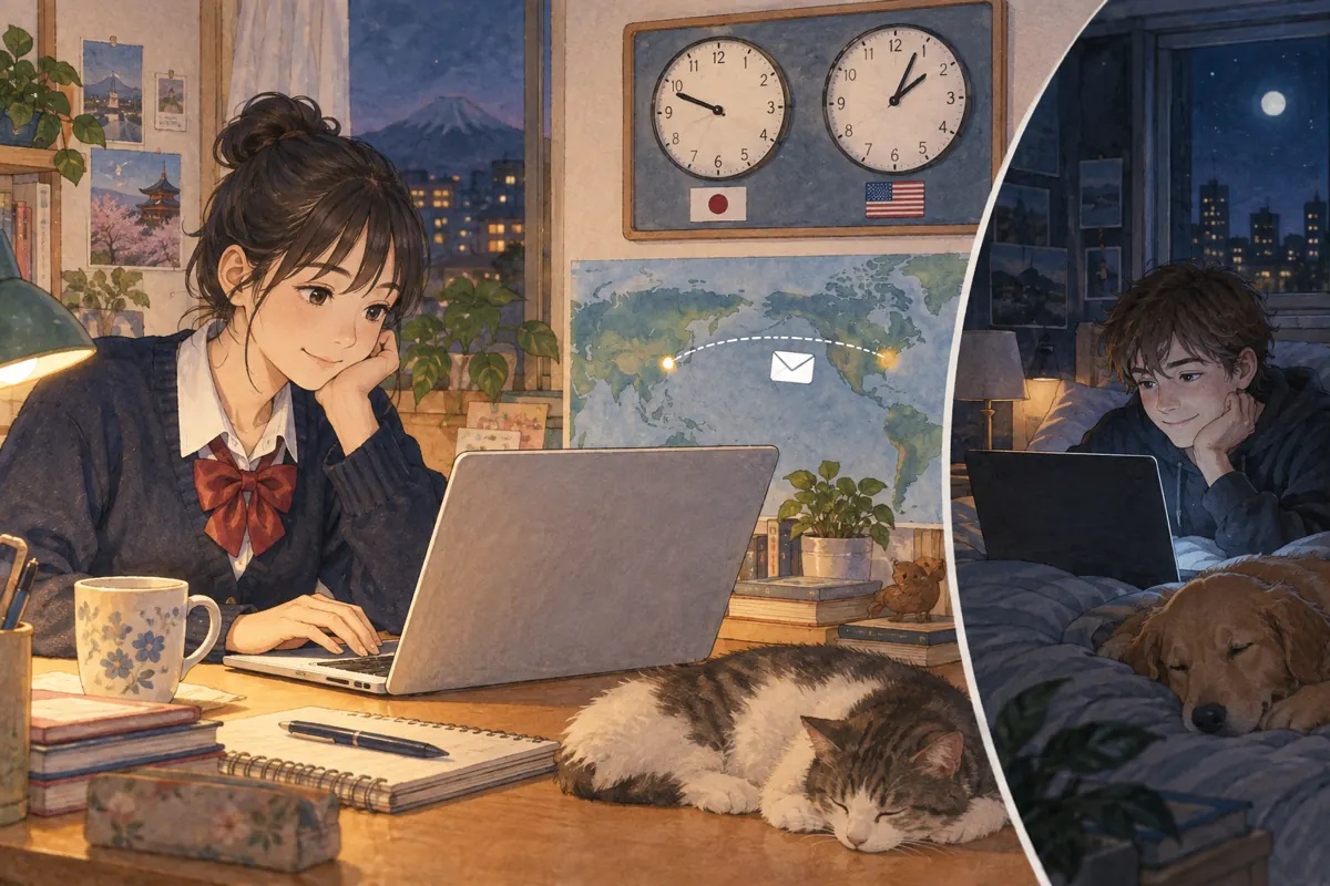 Lesson illustration:A Letter Across Time Zones