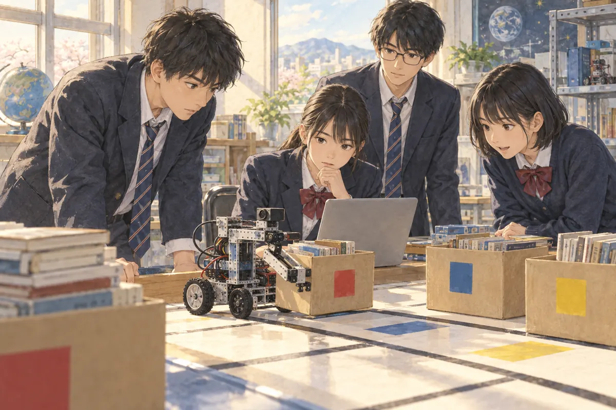 Lesson illustration：A Robot Could Sort the Boxes